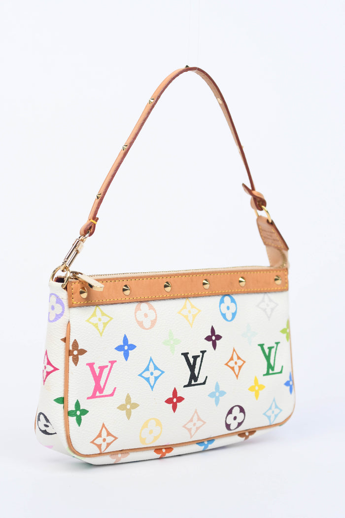 2000s Louis Vuitton x Takashi Murakami White Multicolour Pochette Accessoires