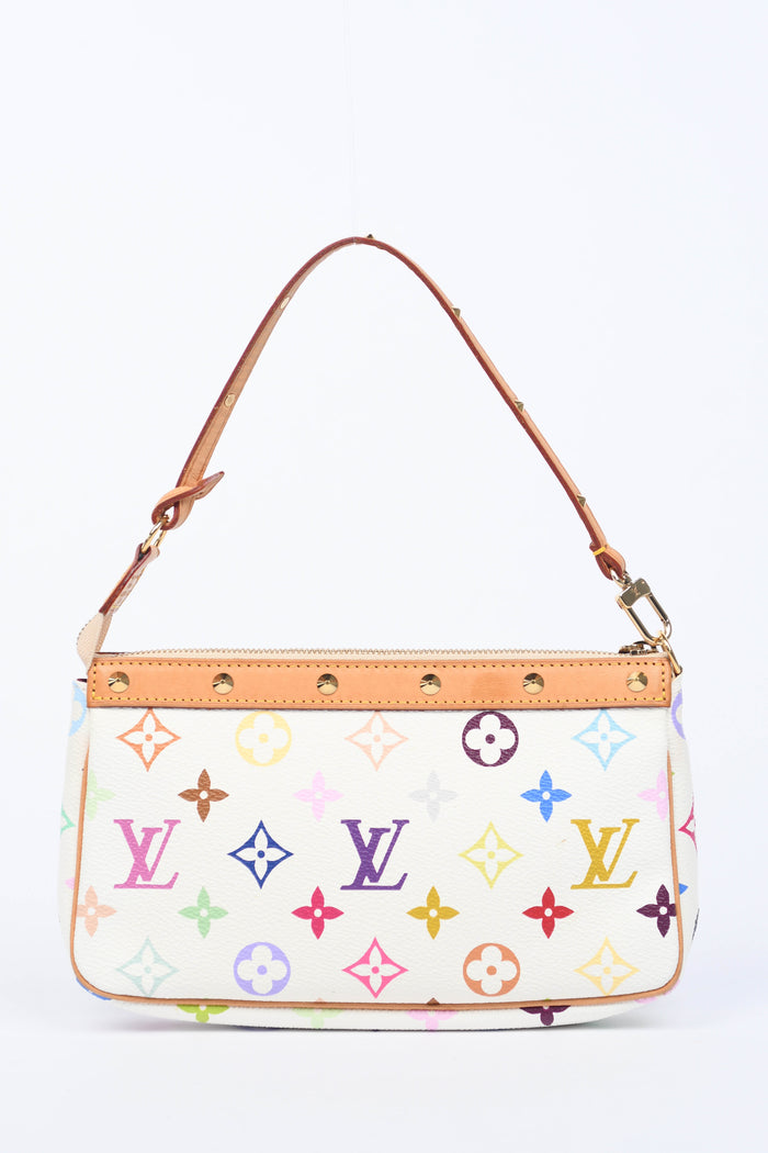 2000s Louis Vuitton x Takashi Murakami White Multicolour Pochette Accessoires