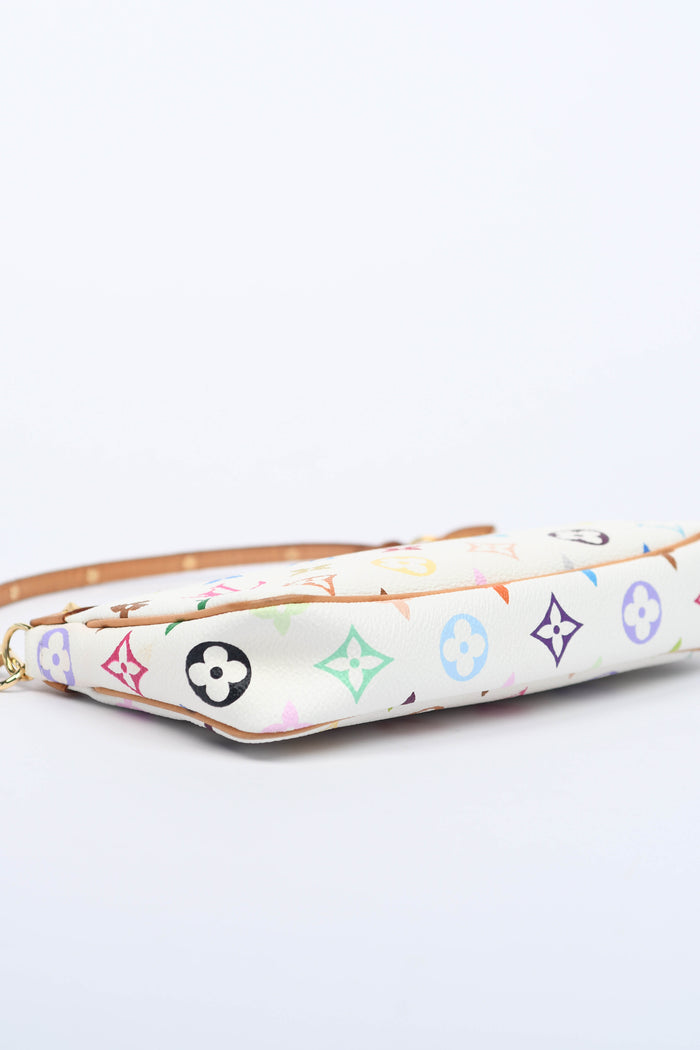 2000s Louis Vuitton x Takashi Murakami White Multicolour Pochette Accessoires