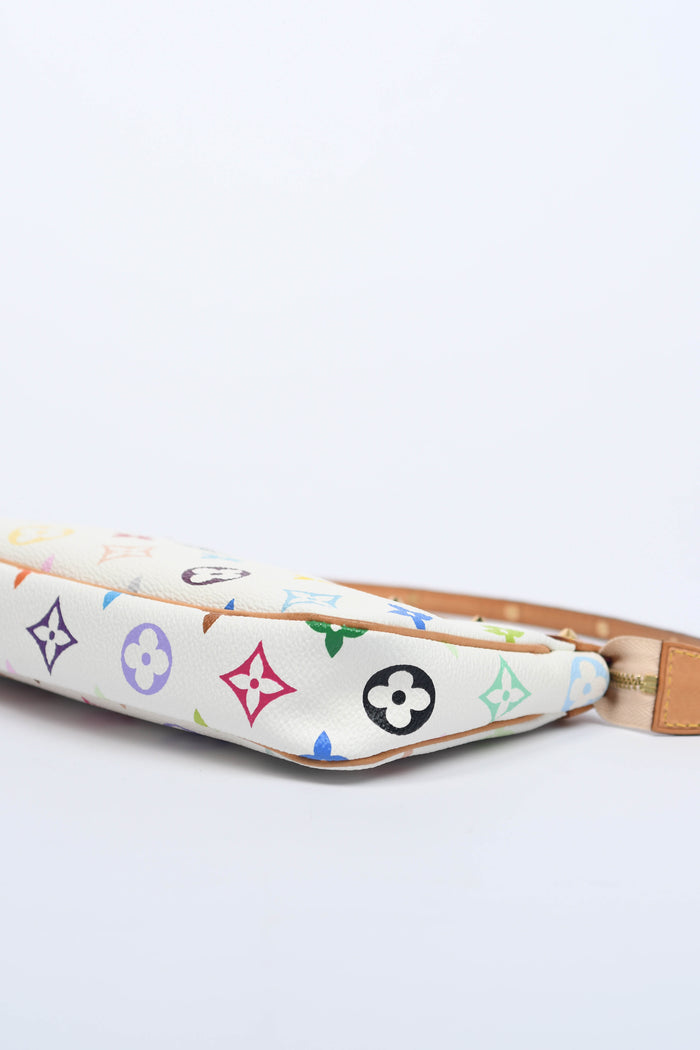 2000s Louis Vuitton x Takashi Murakami White Multicolour Pochette Accessoires
