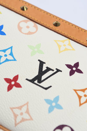 2000s Louis Vuitton x Takashi Murakami White Multicolour Pochette Accessoires