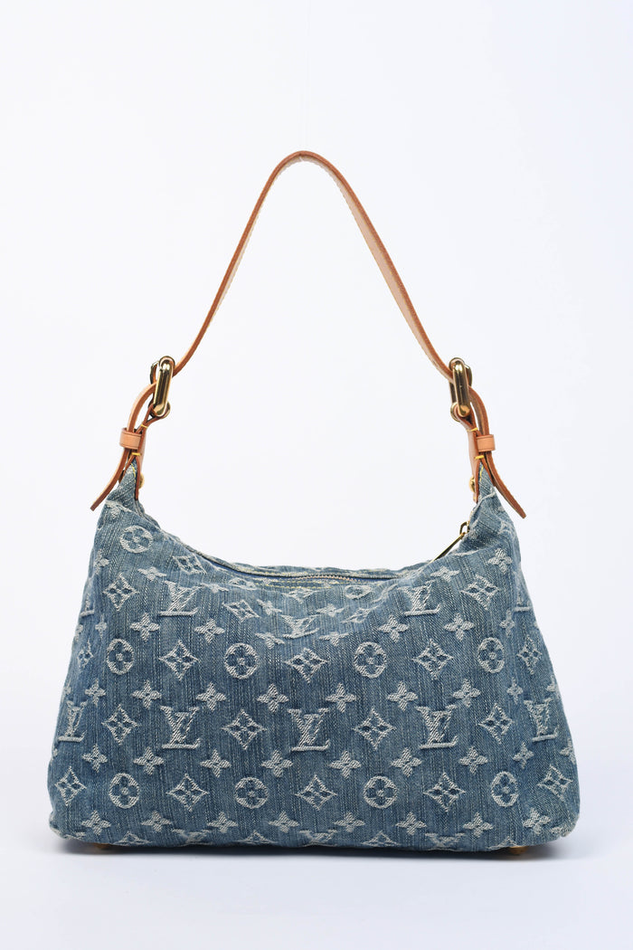 2000s Louis Vuitton Blue Denim Baggy PM Monogram Shoulder Bag