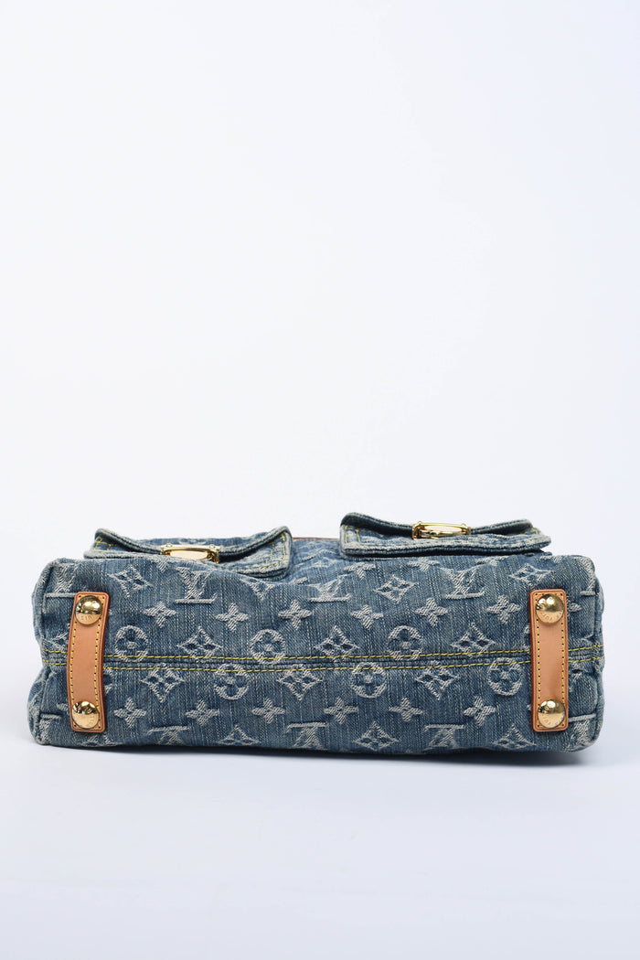 2000s Louis Vuitton Blue Denim Baggy PM Monogram Shoulder Bag
