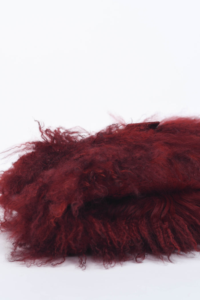 RARE Fendi Red Mongolian Fur Mamma Baguette Shoulder Bag