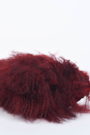 RARE Fendi Red Mongolian Fur Mamma Baguette Shoulder Bag
