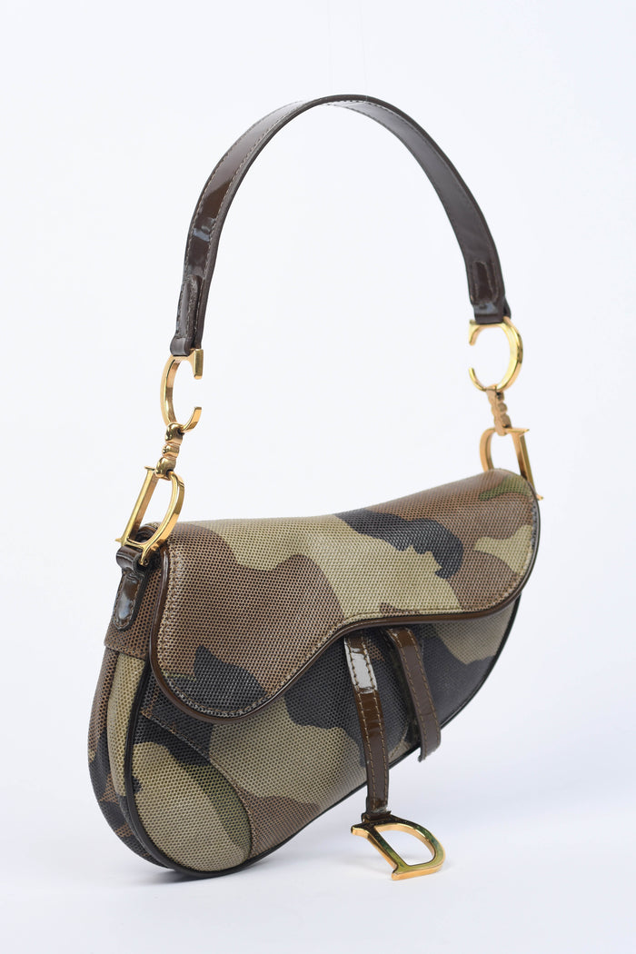 RARE 2000s Christian Dior Camo Mini Saddle Bag