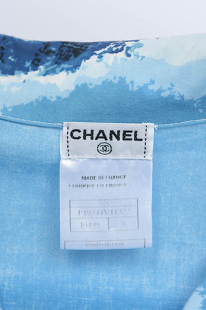 2000s Chanel Blue Surf Print Shirt