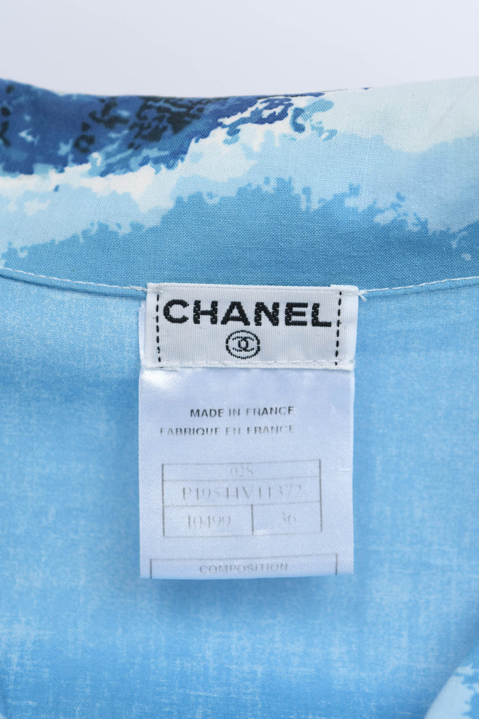 2000s Chanel Blue Surf Print Shirt