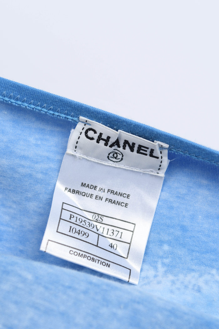 2000s Chanel Blue Surf Print Dress