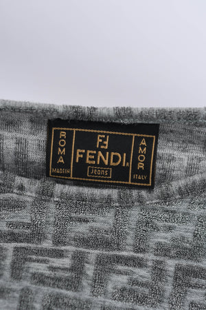 Vintage Fendi Grey Raised Zucca Print T-Shirt
