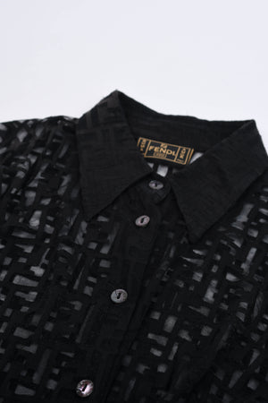 Vintage Fendi Black Sheer Zucca Shirt