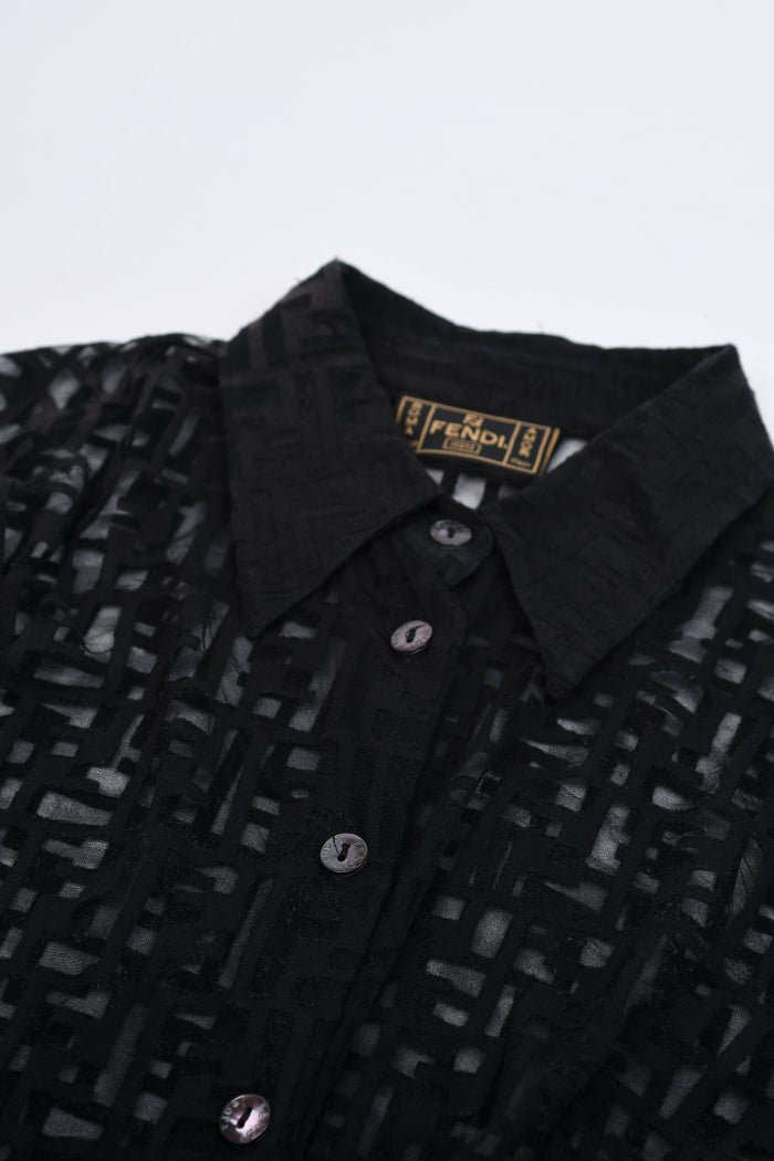 Vintage Fendi Black Sheer Zucca Shirt