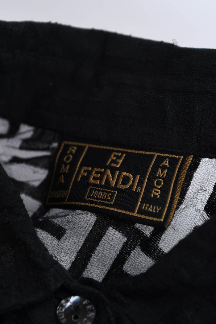 Vintage Fendi Black Sheer Zucca Shirt