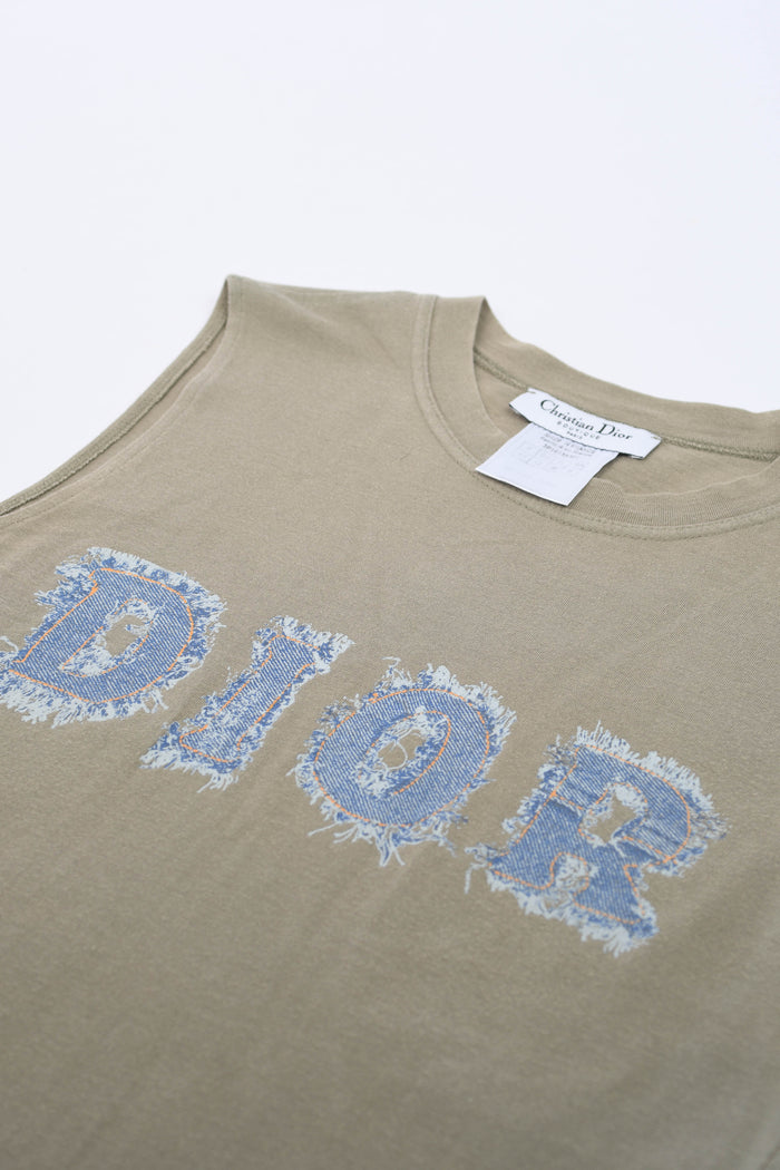 2000s Christian Dior Denim "Dior" Khaki Tank Top