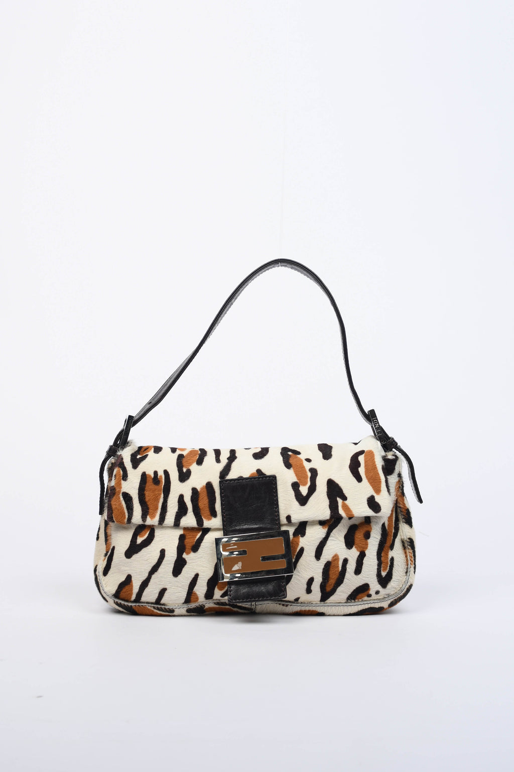 Vintage Fendi Leopard Pony Hair Baguette Shoulder Bag