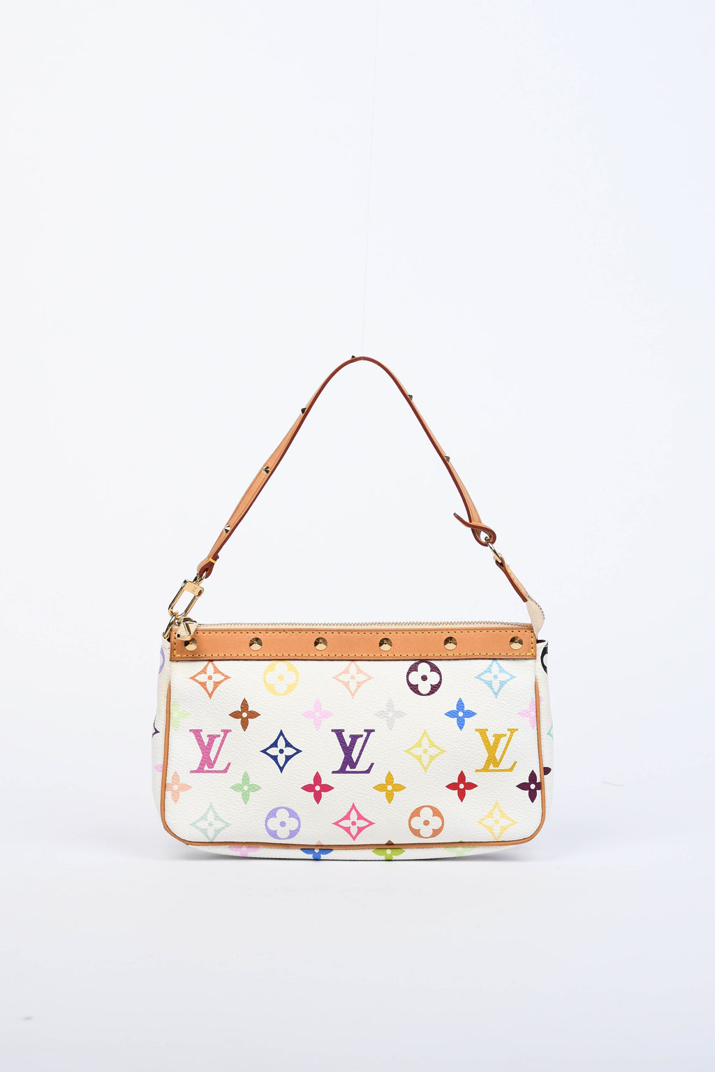 2000s Louis Vuitton x Takashi Murakami White Multicolour Pochette Accessoires