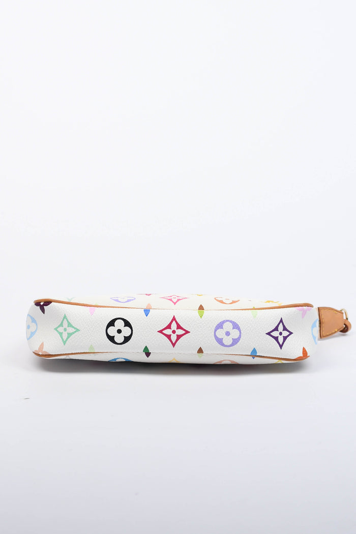 2000s Louis Vuitton x Takashi Murakami White Multicolour Pochette Accessoires