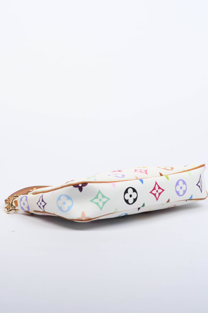 2000s Louis Vuitton x Takashi Murakami White Multicolour Pochette Accessoires