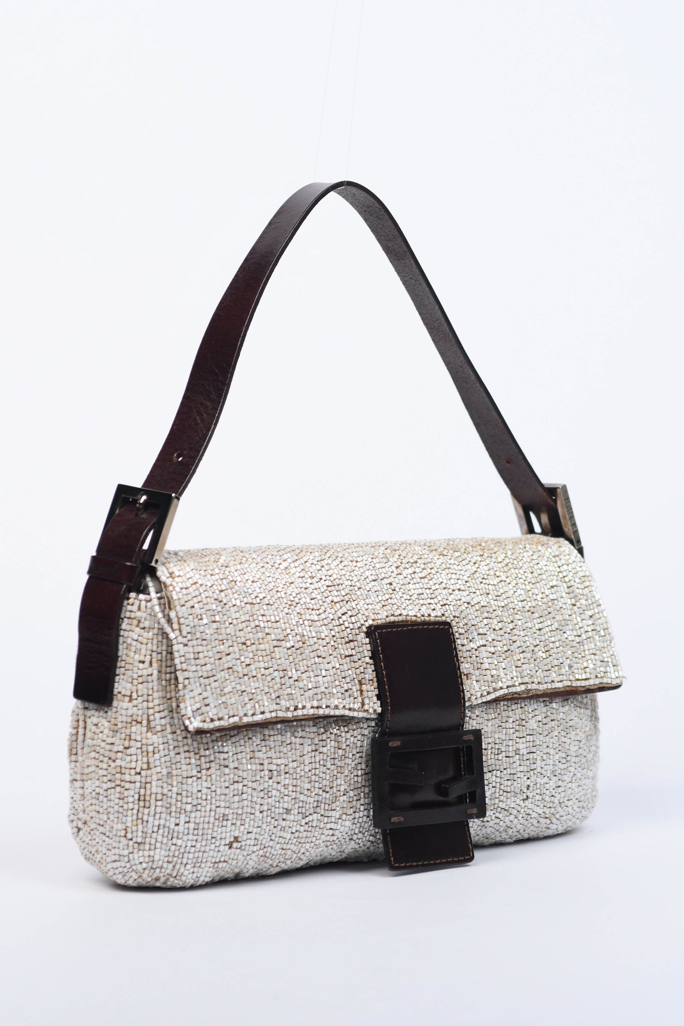 RARE Fendi Pearlescent Beaded Baguette Shoulder Bag