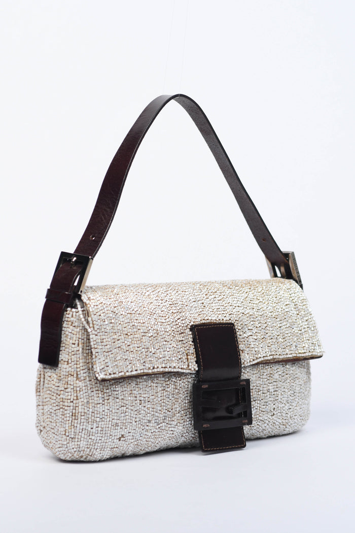 RARE Fendi Pearlescent Beaded Baguette Shoulder Bag