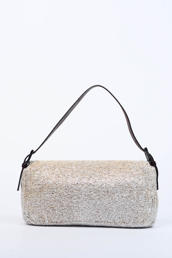 RARE Fendi Pearlescent Beaded Baguette Shoulder Bag