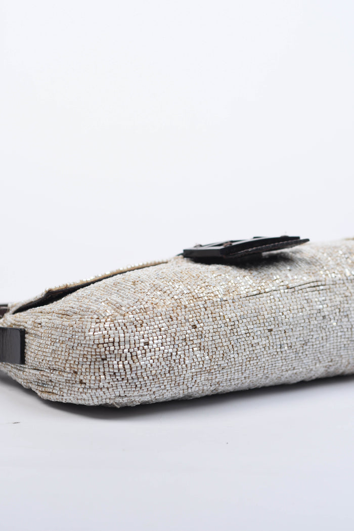 RARE Fendi Pearlescent Beaded Baguette Shoulder Bag