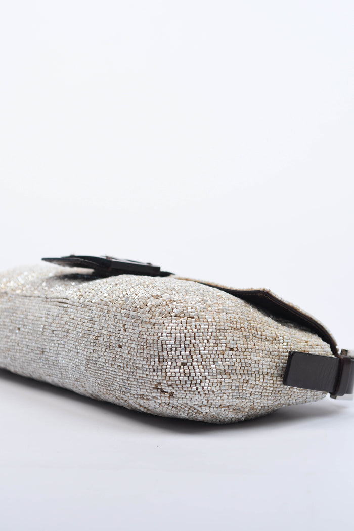 RARE Fendi Pearlescent Beaded Baguette Shoulder Bag