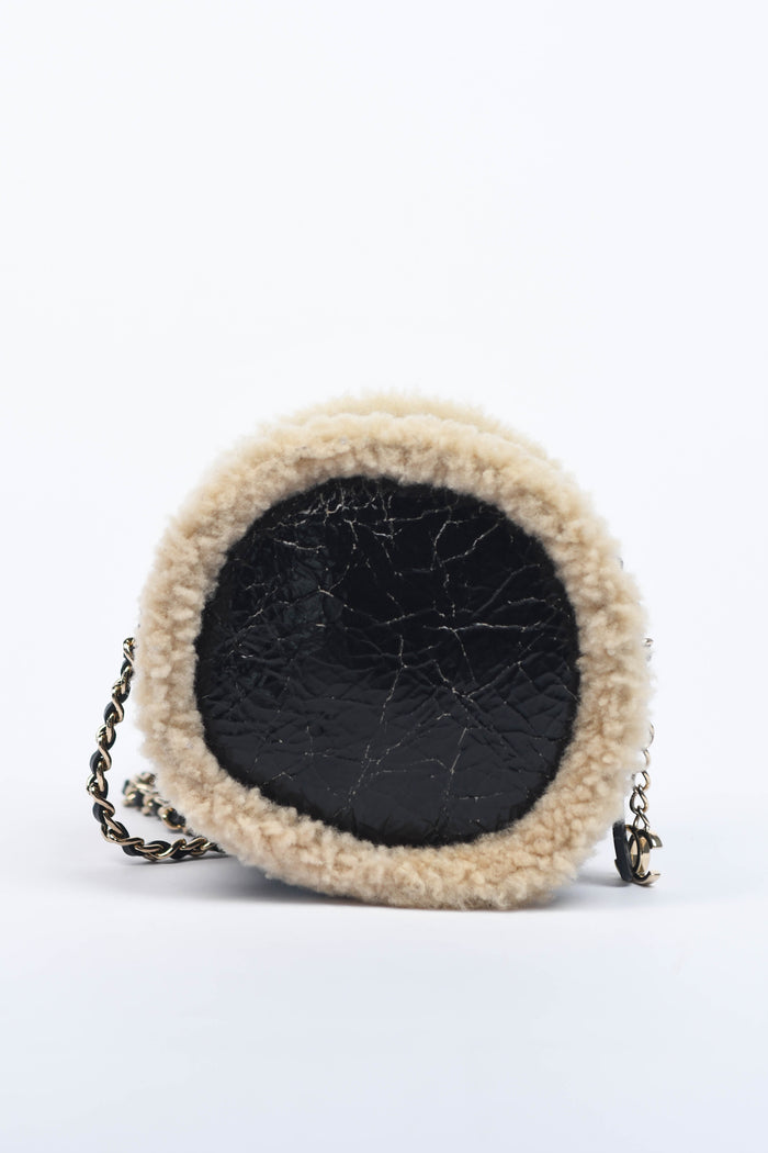 2019 Chanel Shearling CC Round Crossbody Bag