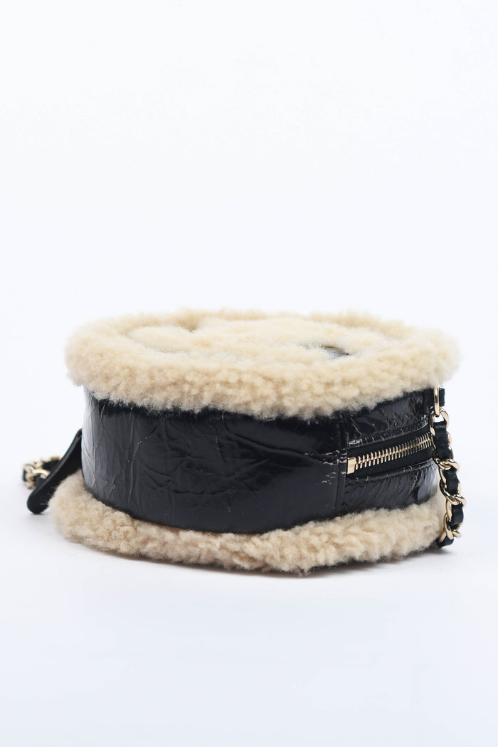 2019 Chanel Shearling CC Round Crossbody Bag