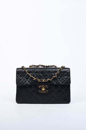 90s Chanel Black Lambskin XL Single Flap with 24k GHW