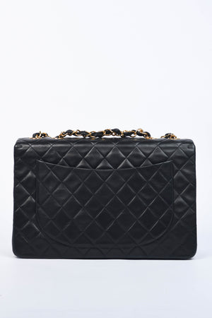 90s Chanel Black Lambskin XL Single Flap with 24k GHW