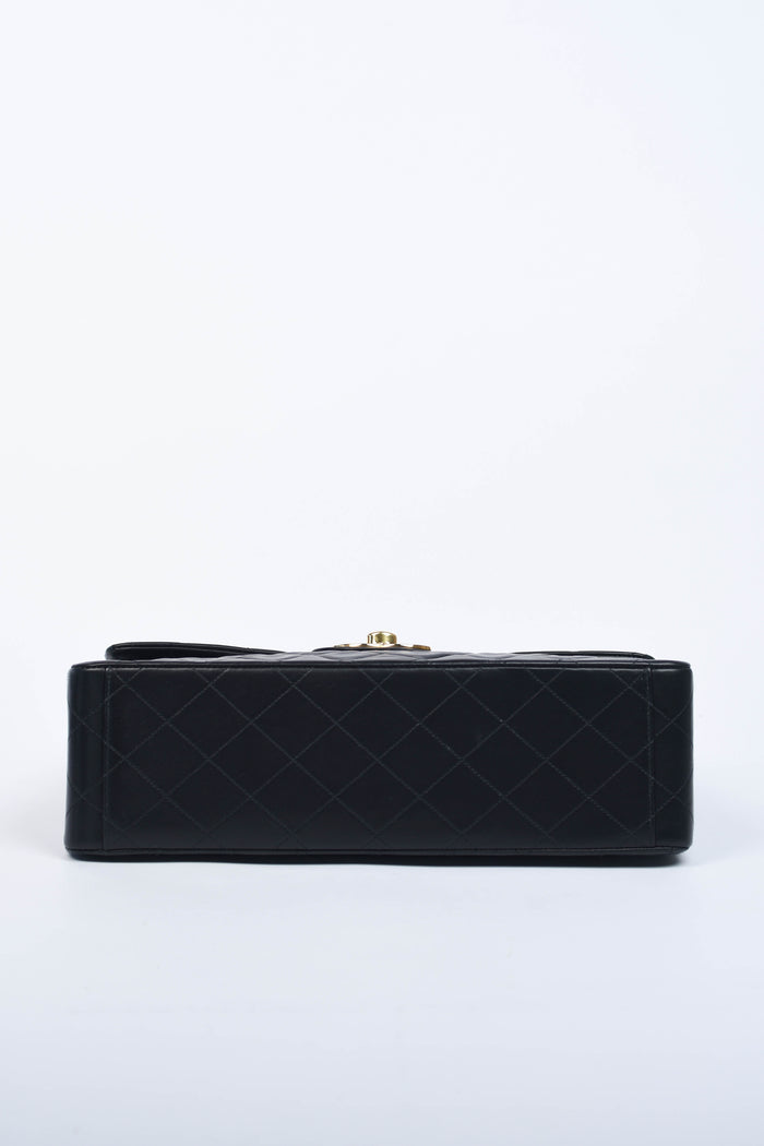 90s Chanel Black Lambskin XL Single Flap with 24k GHW