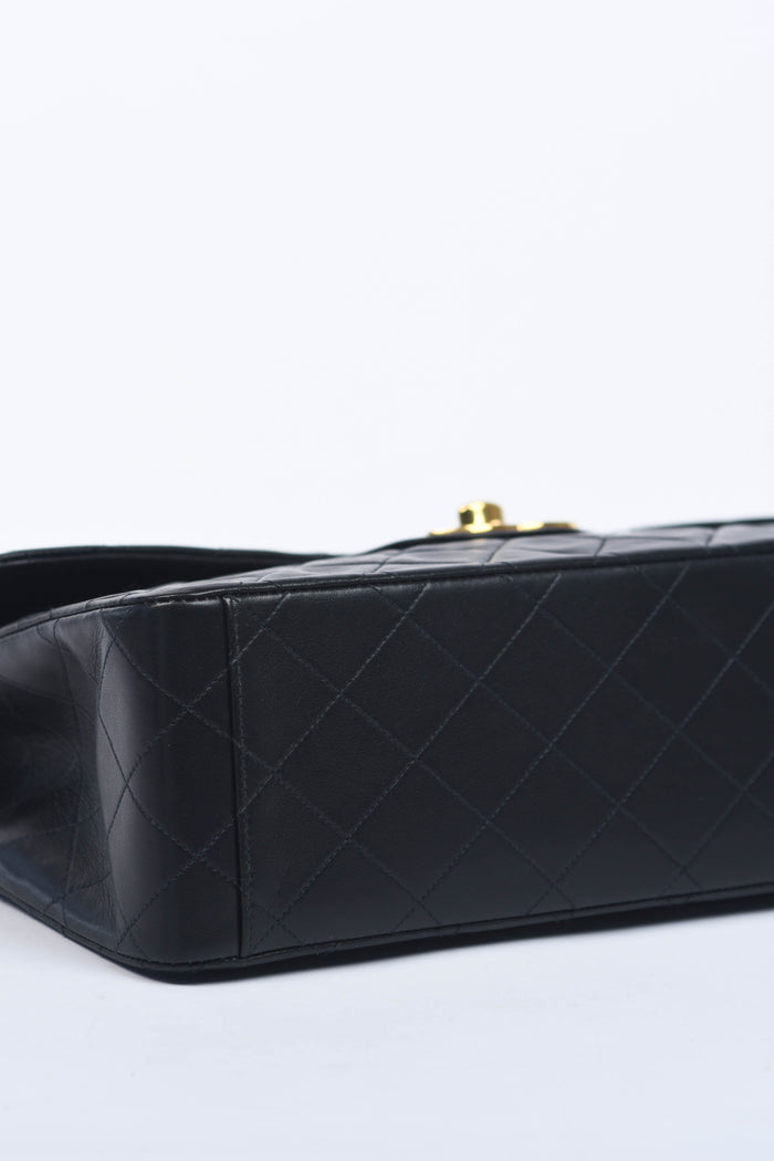 90s Chanel Black Lambskin XL Single Flap with 24k GHW