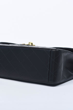 90s Chanel Black Lambskin XL Single Flap with 24k GHW