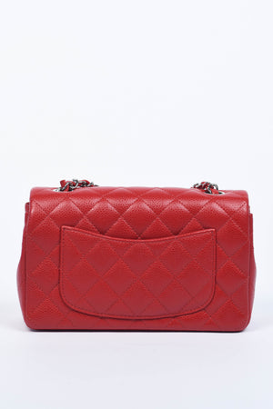 2010s Chanel Red Caviar Mini Rectangular Flap Shoulder Bag
