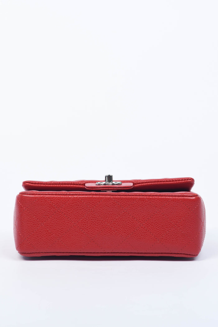 2010s Chanel Red Caviar Mini Rectangular Flap Shoulder Bag