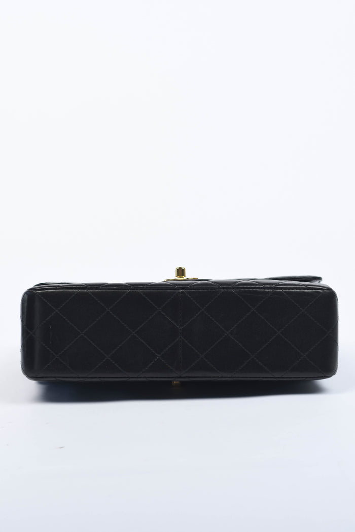 90s Chanel Black Lambskin Leather Double Faced Flap Bag with 24k GHW