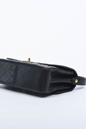 90s Chanel Black Lambskin Leather Double Faced Flap Bag with 24k GHW