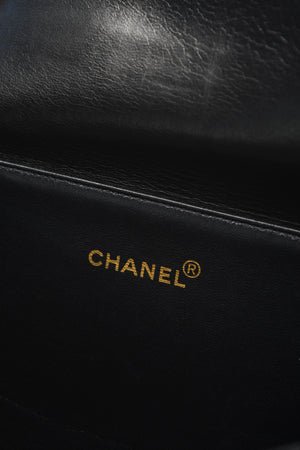 90s Chanel Black Lambskin Leather Double Faced Flap Bag with 24k GHW