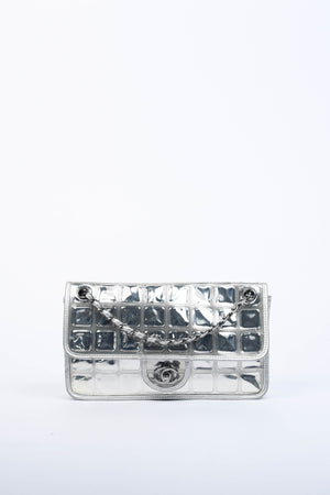 2000s Chanel Silver Ice Cube Single Flap Shoulder Bag