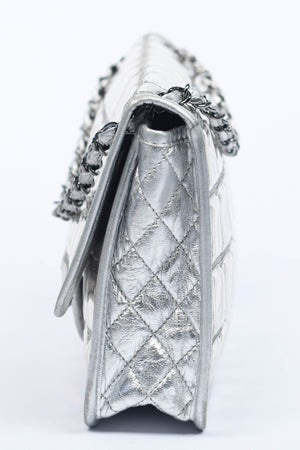 2000s Chanel Silver Ice Cube Single Flap Shoulder Bag