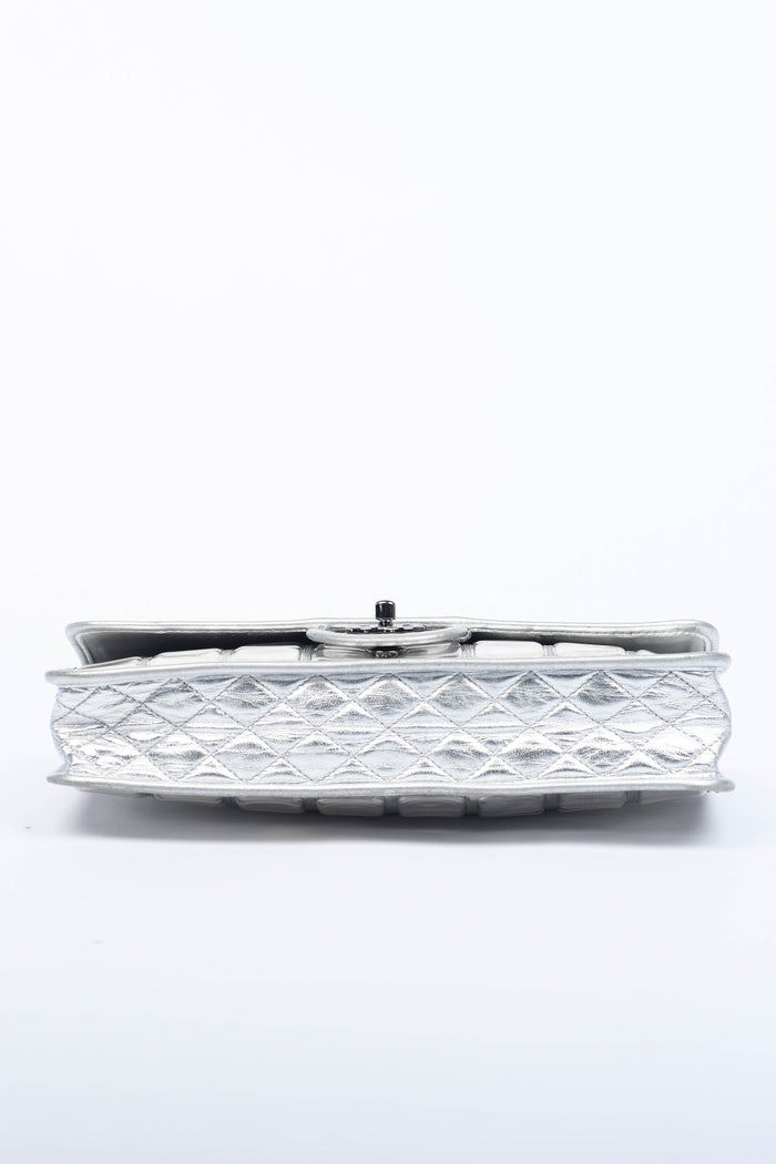 2000s Chanel Silver Ice Cube Single Flap Shoulder Bag