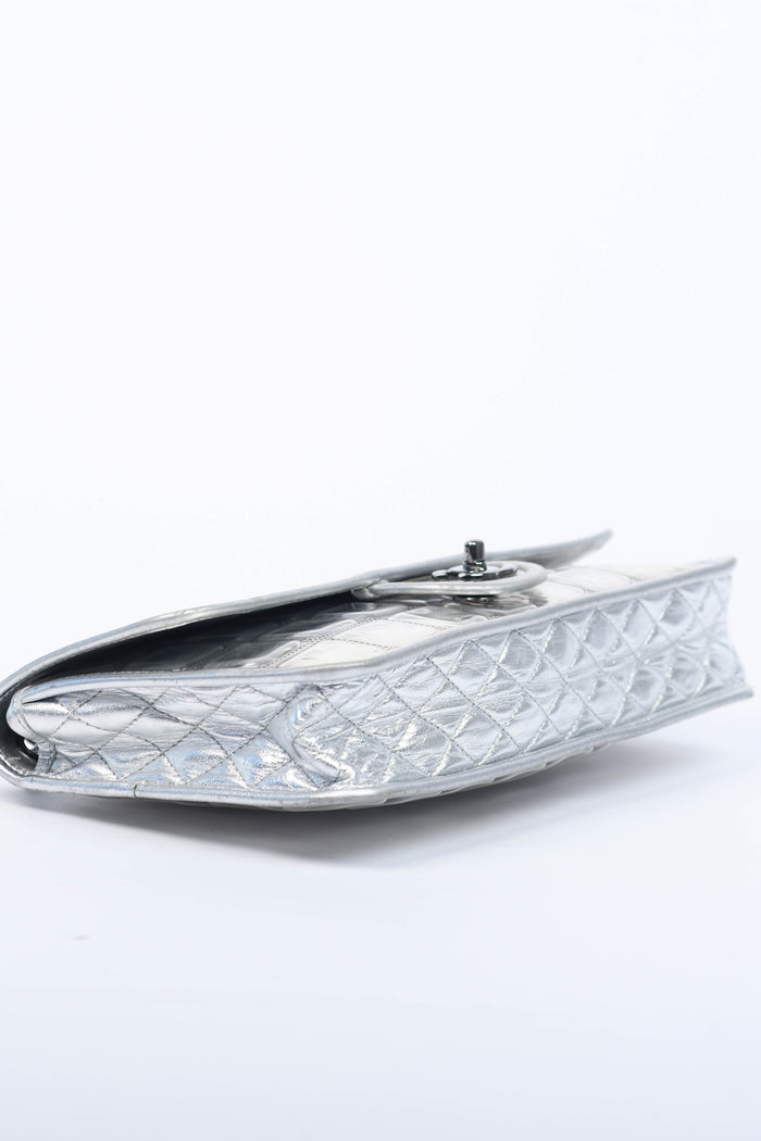 2000s Chanel Silver Ice Cube Single Flap Shoulder Bag