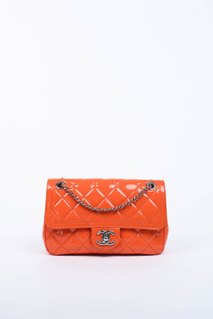 2014 Chanel Orange Patent Leather Coco Shine Flap Shoulder Bag