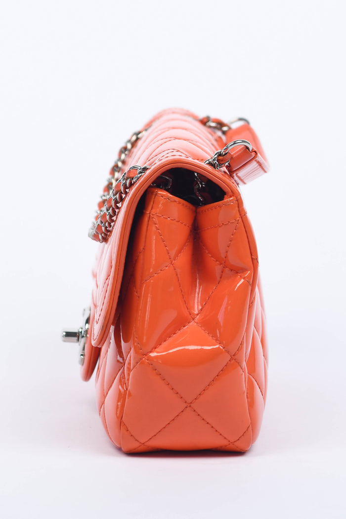 2014 Chanel Orange Patent Leather Coco Shine Flap Shoulder Bag