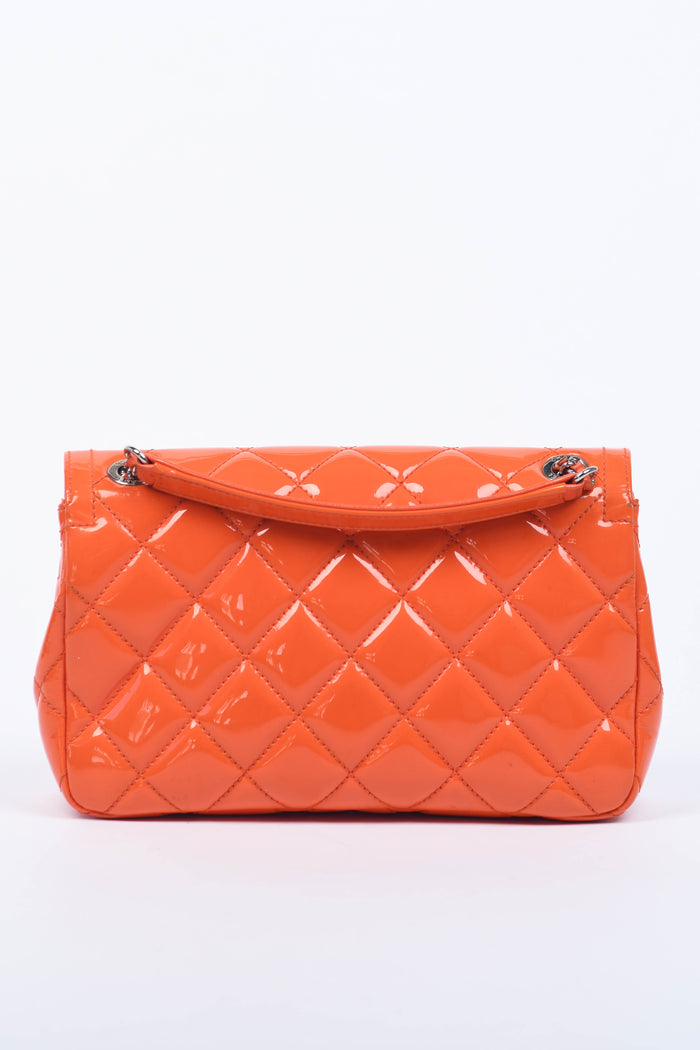 2014 Chanel Orange Patent Leather Coco Shine Flap Shoulder Bag