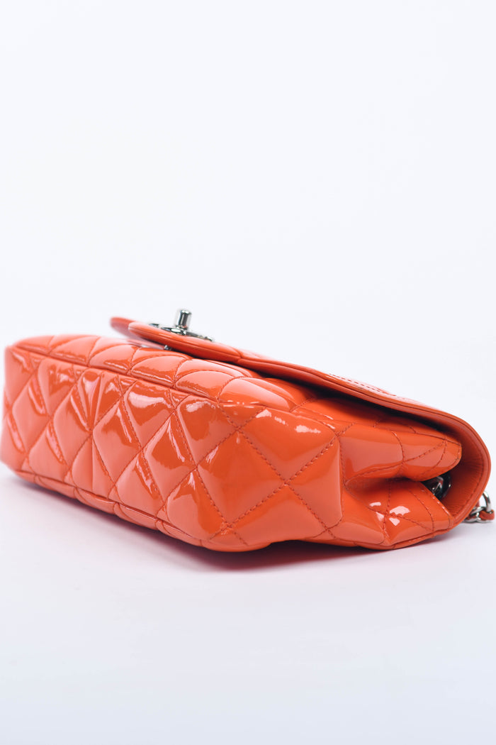 2014 Chanel Orange Patent Leather Coco Shine Flap Shoulder Bag