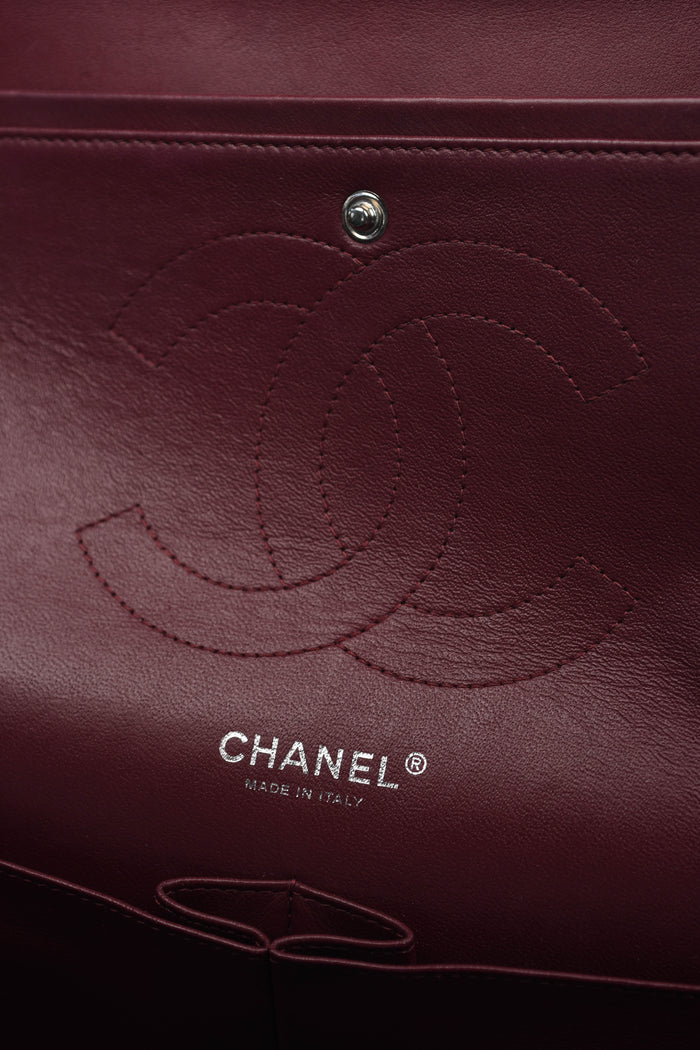 2012 Chanel Burgundy Patent Leather Jumbo Double Flap Shoulder Bag