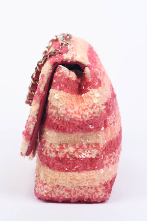 2018 Chanel Pink Sequin Single Flap Shoulder Bag
