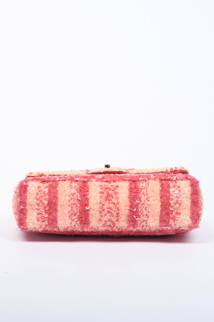 2018 Chanel Pink Sequin Single Flap Shoulder Bag